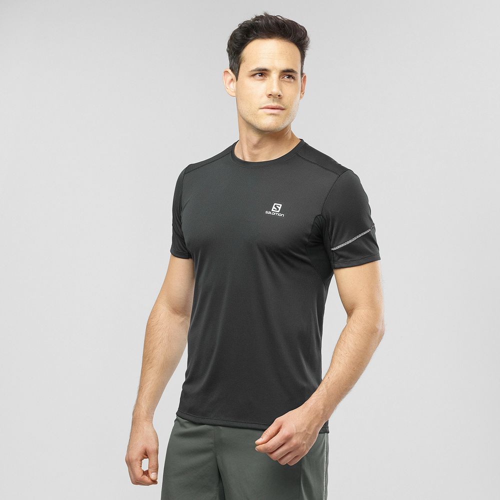 SALOMON AGILE Philippines - Men's Tops - Black | 473956-NVJ
